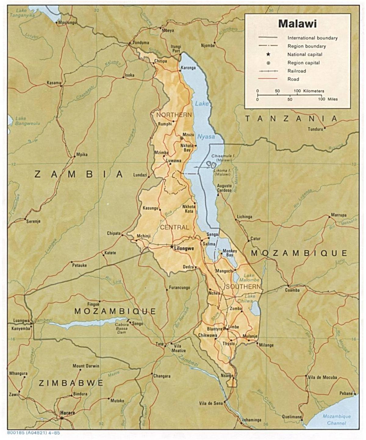 lake Malawi on map