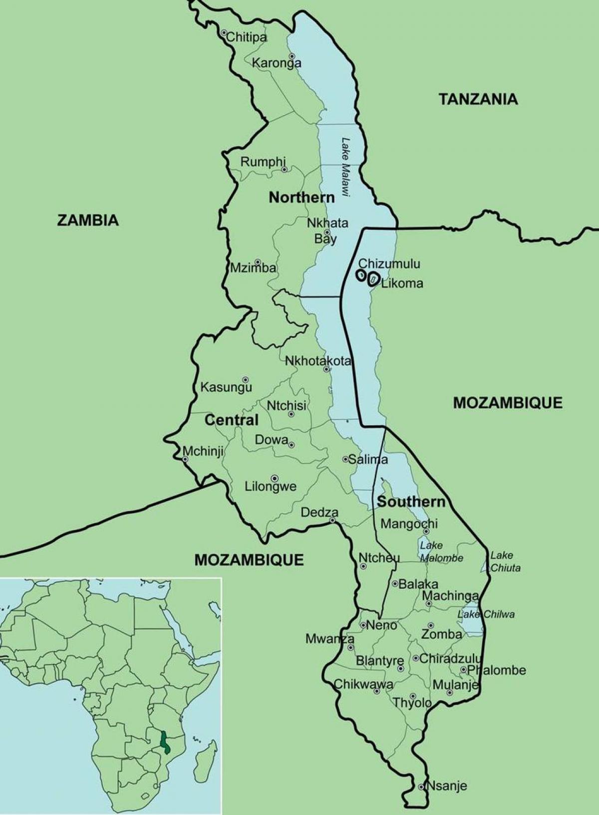 map of Malawi showing districts