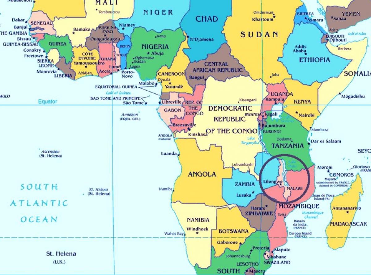 Malawi Country Map Malawi Country In World Map Eastern Africa