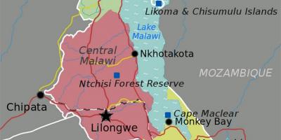 Map of lake Malawi africa
