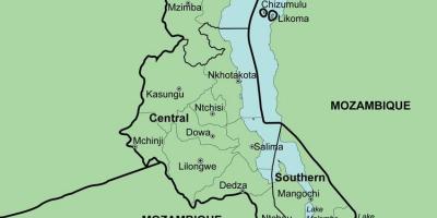 Map of Malawi showing districts